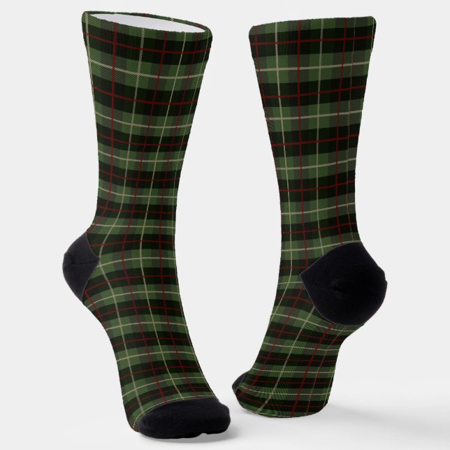Chaussette Carreaux Tartan Vert Rouge Noir Carreaux  (Angulaire)