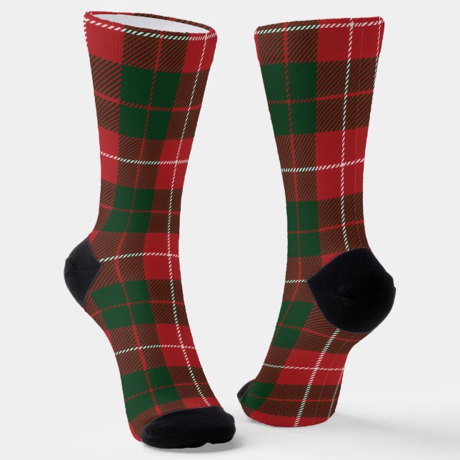 Chaussette Carreaux Tartan Vert Rouge Rustique (Angulaire)
