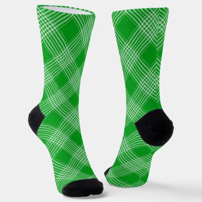 Chaussette Carreaux Vert Clair à Motif Écossais (Angulaire)