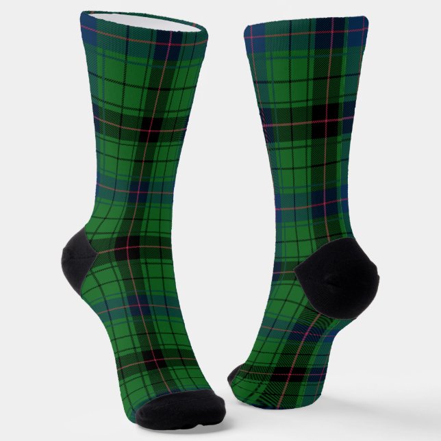Chaussette Carreaux Verts Élégants Tartan Rustique (Angulaire)