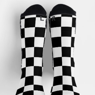 Chaussette Carrés à carreaux noir et blanc géométrique rétro