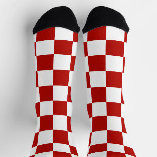 Chaussette Carrés à damier rouge blanc géométrique rétro
