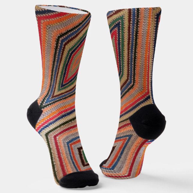 Chaussette Carrés de crochet colorés imprimés (Angulaire)