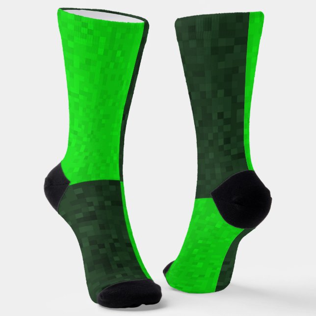 Chaussette Carrés de mosaïque bicolore vert, (Angulaire)
