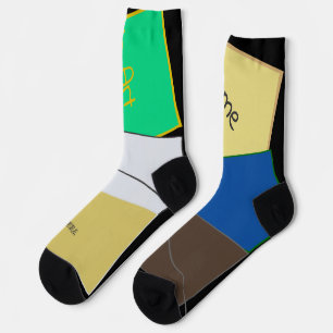 Chaussette Carrés laids, texte et couleurs