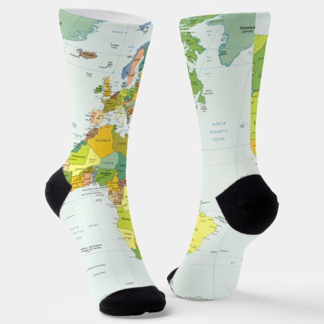 Chaussette Carte du monde Atlas Poster Politique : Décoration (Angulaire)