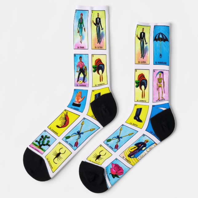 Chaussette Cartes de jeu de bingo, chaussettes d'équipage esp (Gauche)
