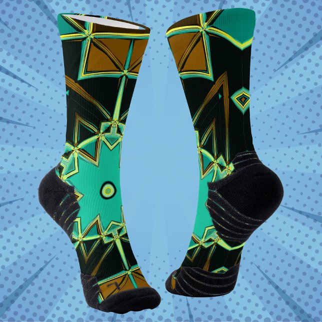 Chaussette Carton Mandala Vert noir et jaune (Créateur téléchargé)