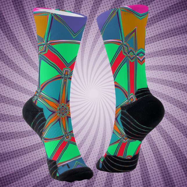 Chaussette Carton Mandala Vert Rouge et Bleu (Créateur téléchargé)