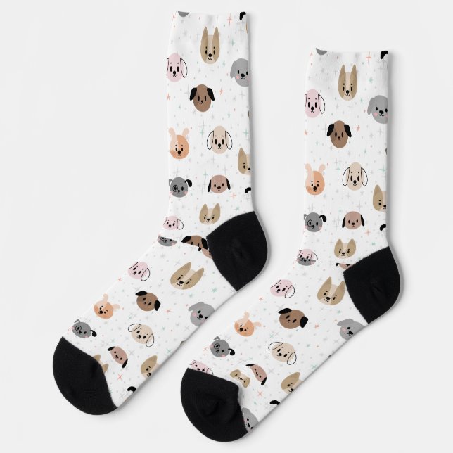 Chaussette Cartoon Dogs Seamless Pattern  (Gauche)