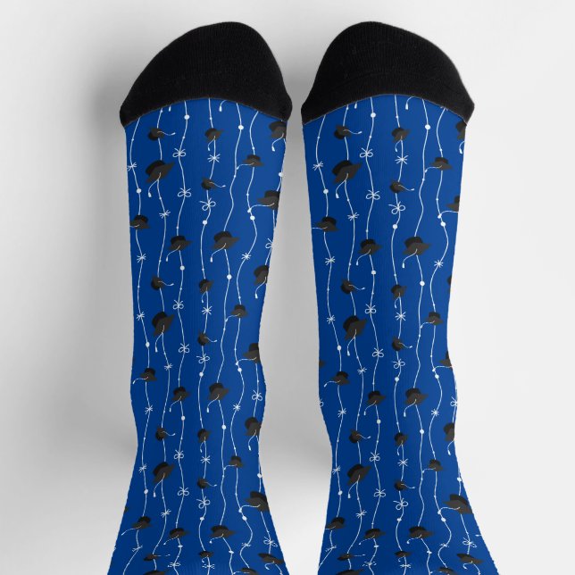 Chaussette Casquettes de graduation bleu et chaussettes à rub (Haut)