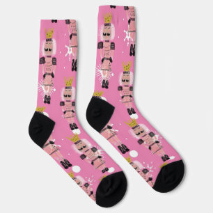 Chaussette Casse-Noisette de Noël Soldat Rose Dessiné à la Ma
