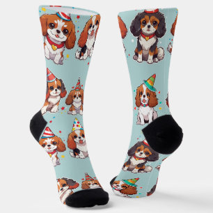 Chaussette Cavalier King Charles Pastel Motif d'anniversaire