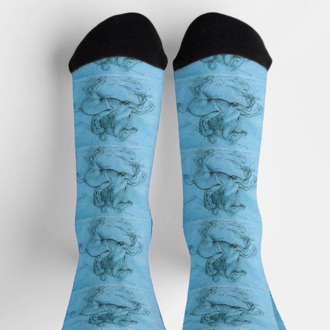 Chaussette Cavalier sur un cheval cabré Léonard de Vinci (Haut)