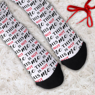 Chaussette Ceci n'est pas moi drôle typographie rouge noir