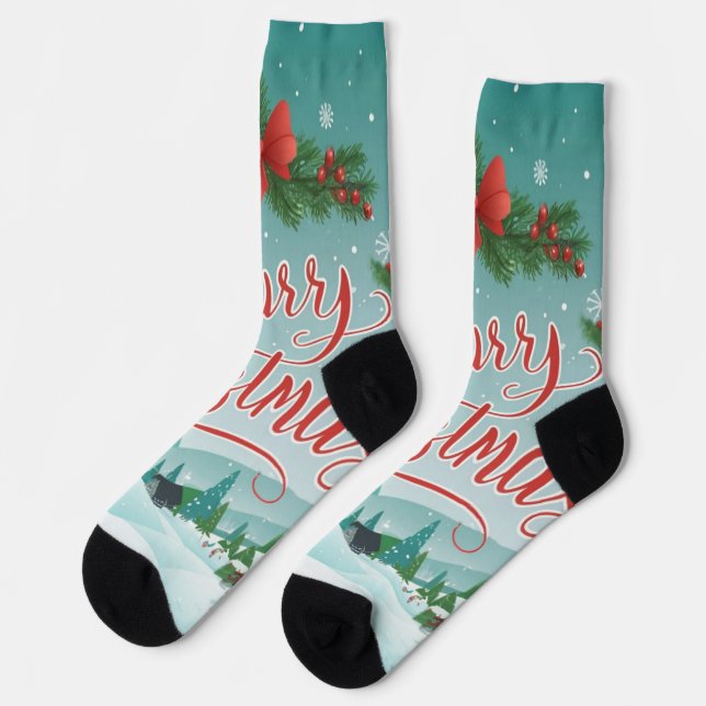 Chaussette Célébration festive de Noël joyeux (Gauche)