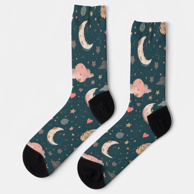 Chaussette Celestial Romance Dreamy Moon & Stars Valentine Se (Gauche)