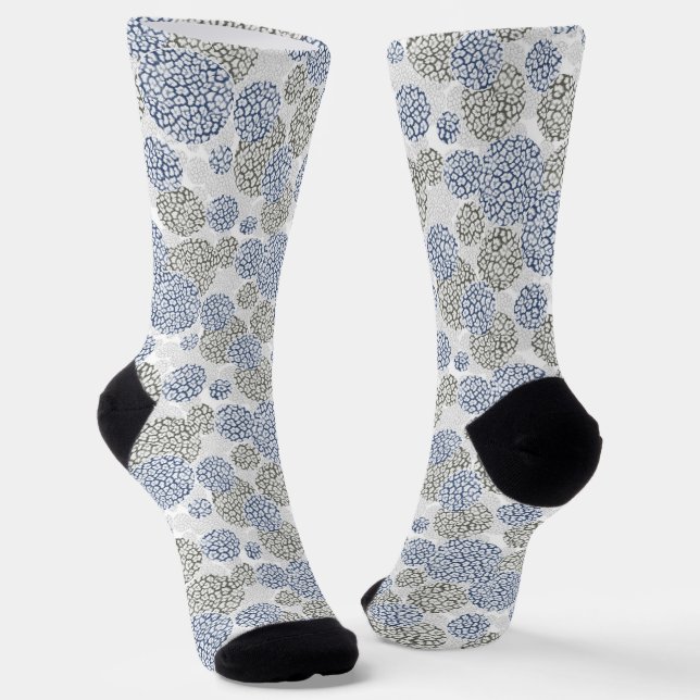Chaussette Cercles avec imprimé léopard gris et bleu (Angulaire)
