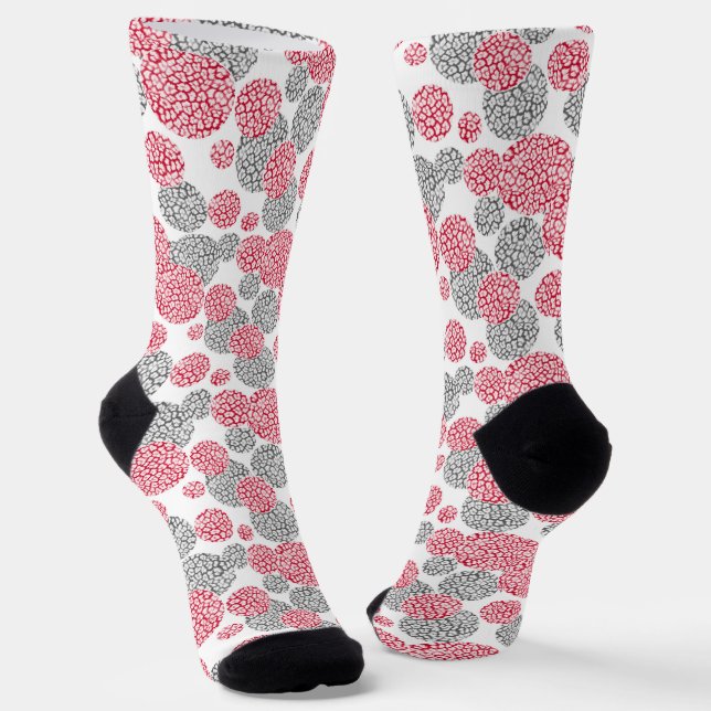 Chaussette Cercles avec imprimé léopard gris et rouge (Angulaire)