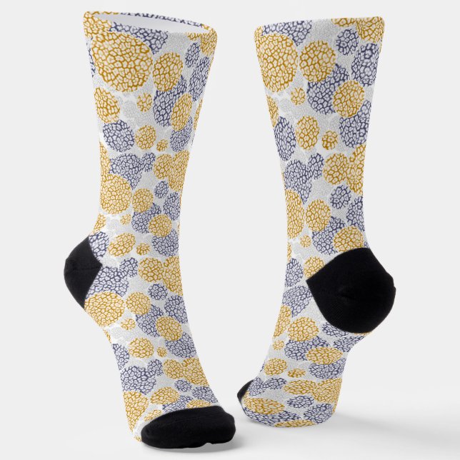 Chaussette Cercles avec imprimé léopard jaune et bleu (Angulaire)