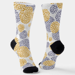 Chaussette Cercles avec imprimé léopard jaune et bleu
