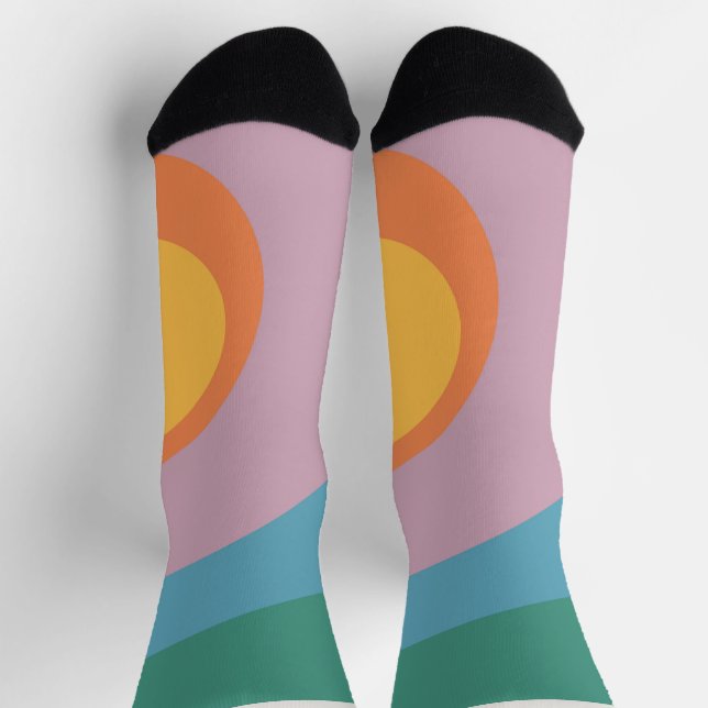 Chaussette Cercles de style rétro multicolore (Haut)