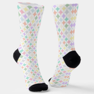 Chaussette Cercles géométriques Pastel et Motif diamant