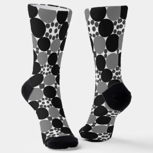 Chaussette Cercles Monochromes : Noir Abstrait Blanc Et Gris,