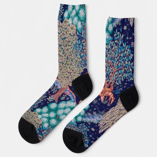 Chaussette Cerfs dans la forêt, William Morris (Gauche)