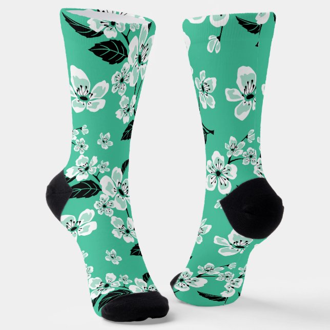 CHAUSSETTE CERISIER FLEURI - SAKURA (MENTHE) (Angulaire)