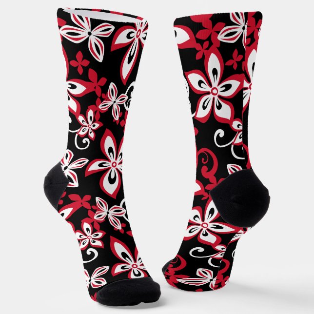 CHAUSSETTE CHALEUR HAWAI (NOIR/ROUGE) BAS (Angulaire)