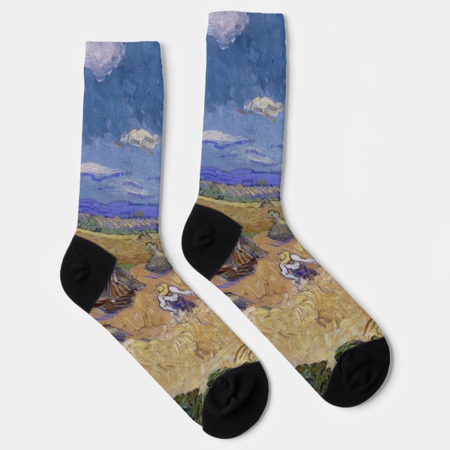 Chaussette Champ de blé de Van Gogh - Moisson dorée Art (Droite)