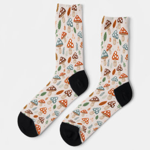Chaussette Champignon, Feuillage d'automne, Motif de la natur