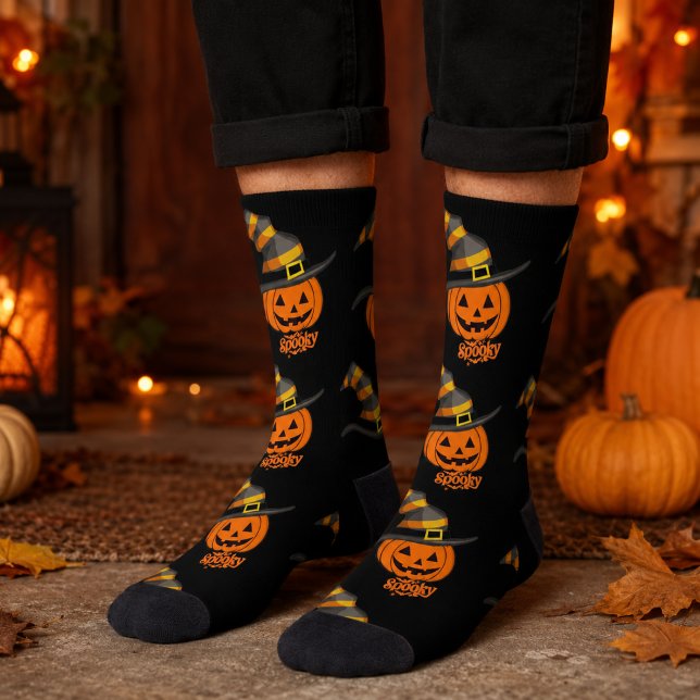 Chaussette Chapeau de sorcière de citrouille effrayant mignon (Créateur téléchargé)