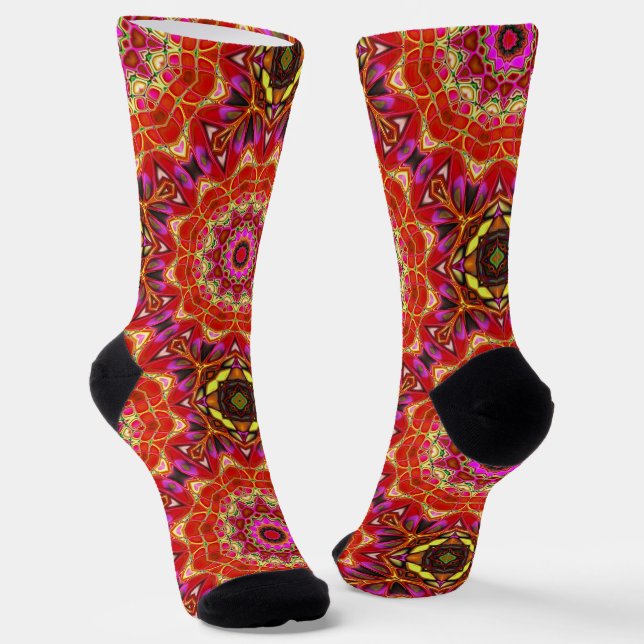 Chaussette Charmant Mandala rouge complexe (Angulaire)