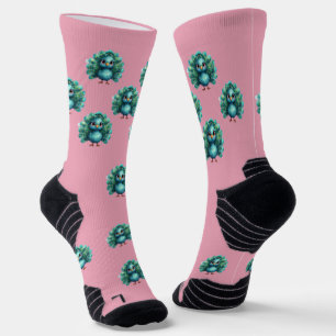 Chaussette Charmants chaussettes fantaisie paon bleu, équipag