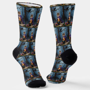 Chaussette Chat Abyssin Peinture fantaisiste d'Halloween