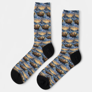 Chaussette Chat angora turc Noël Bateau Fêtes