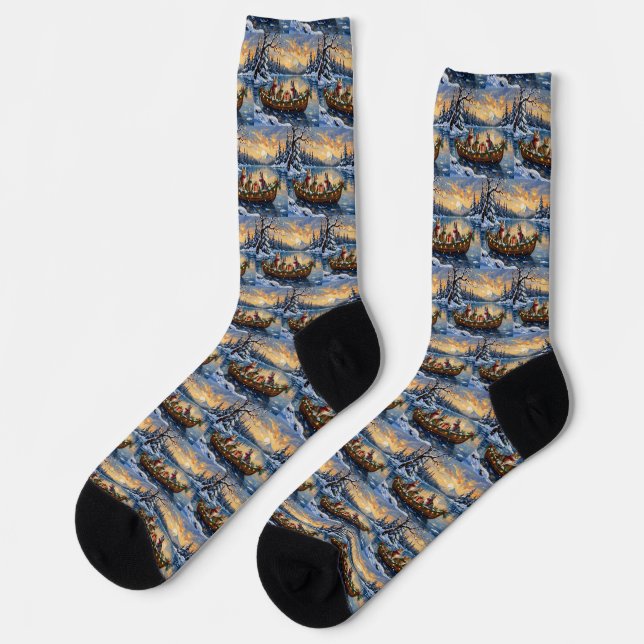 Chaussette Chat angora turc Noël Bateau Fêtes (Gauche)