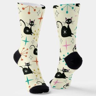 Chaussette Chat atomique du milieu du siècle avec Starburst