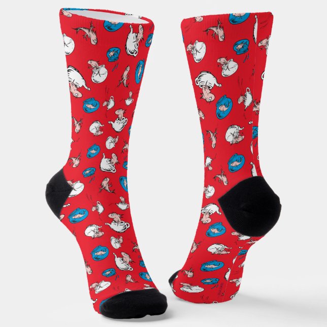 Chaussette Chat dans le Chapeau | Le Poisson Motif Rouge (Angulaire)