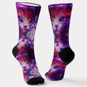 Chaussette Chat de galaxie violette