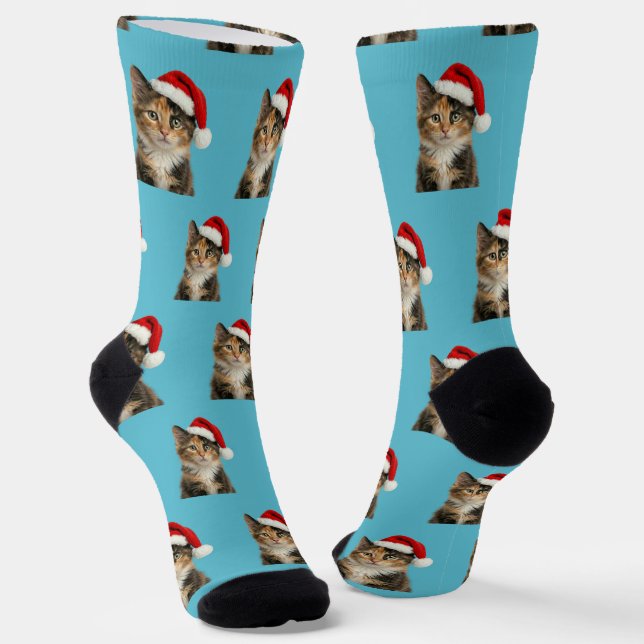 Chaussette Chat de Noël calico personnalisé (Angulaire)