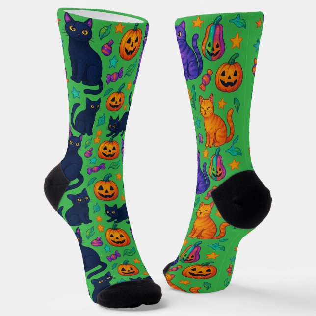 Chaussette Chat d'Halloween éffrayant et Chaussettes d'équipa (Angulaire)
