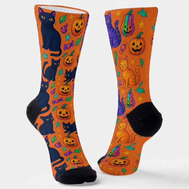 Chaussette Chat d'Halloween éffrayant et Chaussettes d'équipa (Angulaire)