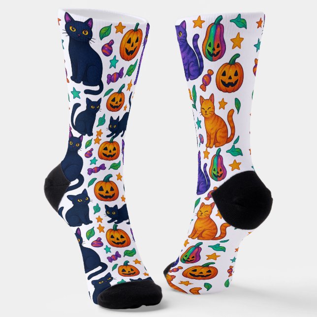 Chaussette Chat d'Halloween éffrayant et Chaussettes d'équipa (Angulaire)