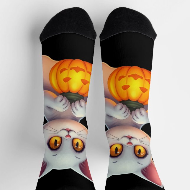Chaussette Chat Fantôme Chaussettes Halloween - Magique et co (Haut)