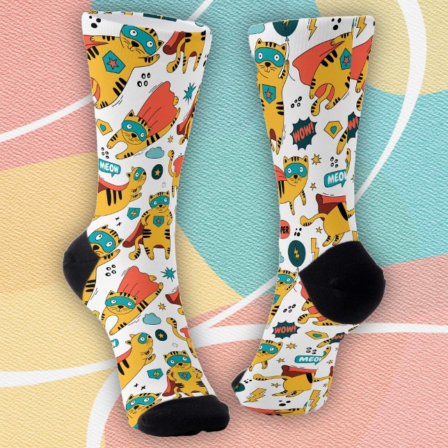 Chaussette Chat Funny Superhero (Créateur téléchargé)