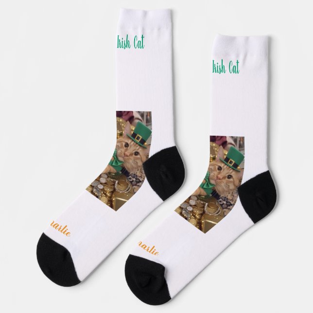 Chaussette Chat lutin de la Saint-Patrick  (Gauche)