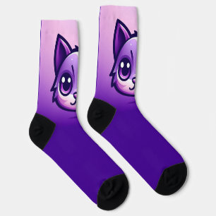 Chaussette Chat mignon pourpre